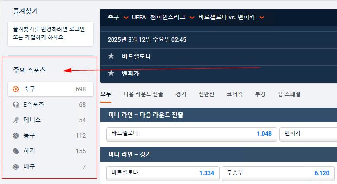 피나클 게임 카테고리