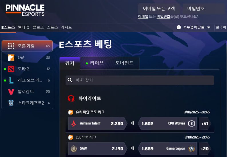 E스포츠 베팅 카테고리